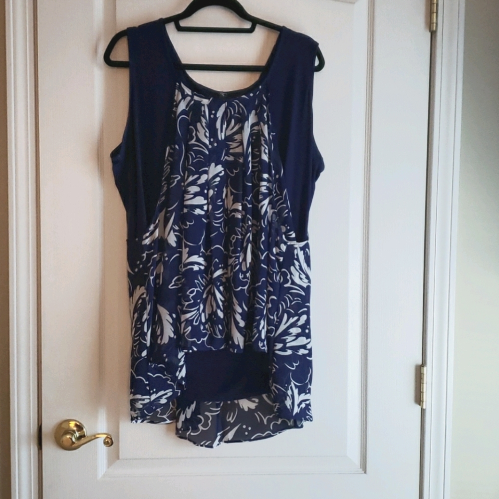 Alfani Women 2X Blue Dressy Top, Smoke Free